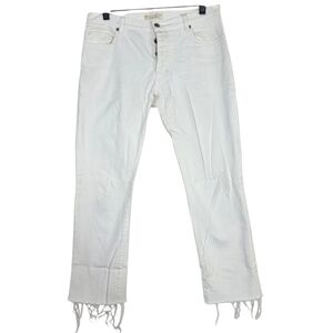 Nili Lotan midrise cropped raw hem Boyfriend Jeans